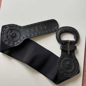90s style big belt stretchy‎ with leather front